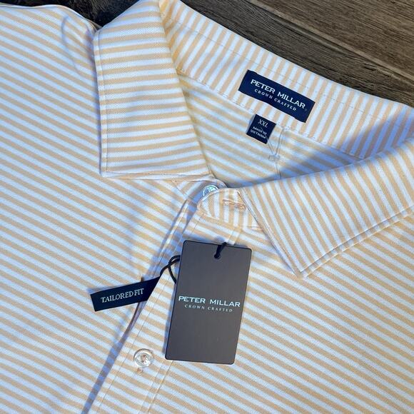 Peter Millar Men's XXL Crown Crafted Striped Performance Mesh Polo Golf New $110 - Picture 1 of 7
